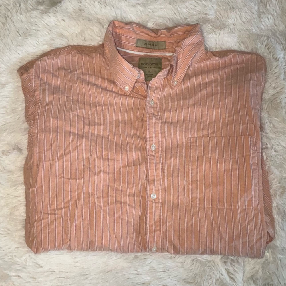 Mens orange stripe dress shirt